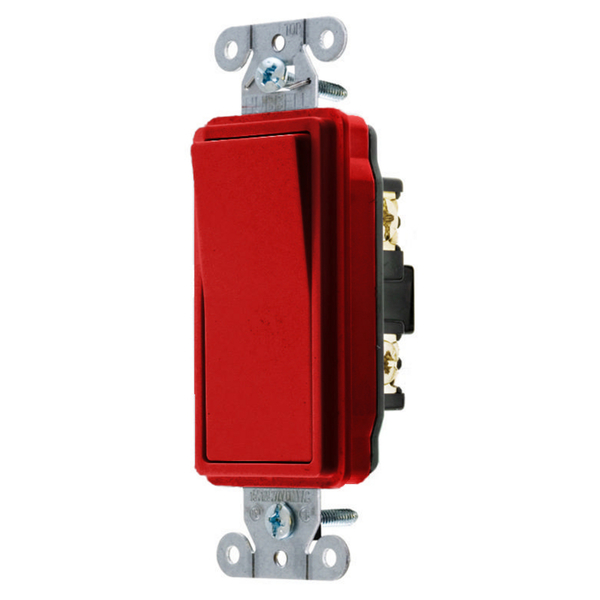 Hubbell Wiring Device-Kellems Switches and Lighting Control, Decorator Switch, Specification Grade, Four Way, 20A 120/277V AC, Back and Side Wired, Red DS420R